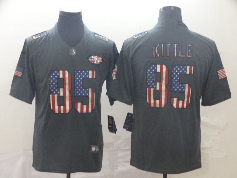 Men San Francisco 49ers #85 Kittle Carbon Black Retro USA flag Nike NFL Jerseys->carolina panthers->NFL Jersey
